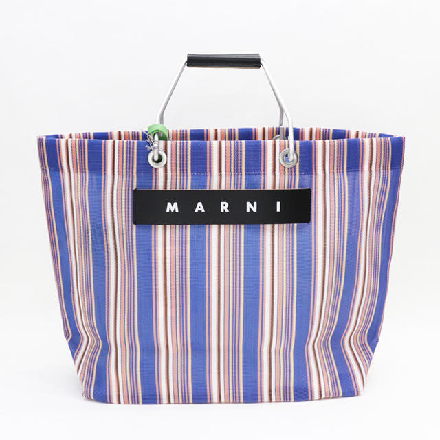 Marni(マルニ)の新品 マルニ フラワーカフェ トートバッグ ブルー ストライプ メッシュ バッグ レディースのバッグ(トートバッグ)の商品写真