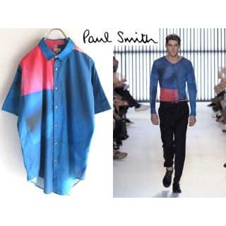 ポールスミス(Paul Smith)の名作 ポールスミスメインライン ブルーグラデーション イカシャツ L ワイド(シャツ)