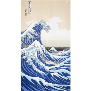 浮世絵　のれん　白波　85×150cm　ポリエステル100％　日本製　新品(のれん)