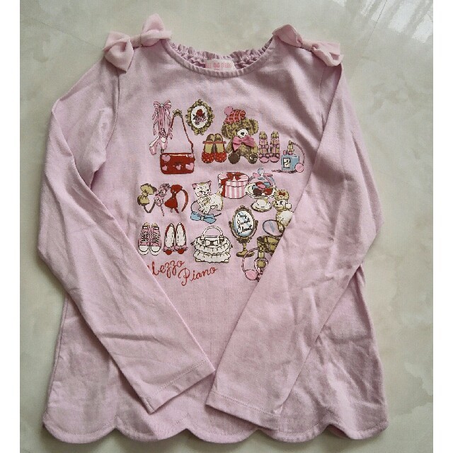 mezzo piano(メゾピアノ)のテディベア　ロンT  キッズ/ベビー/マタニティのキッズ服女の子用(90cm~)(Tシャツ/カットソー)の商品写真