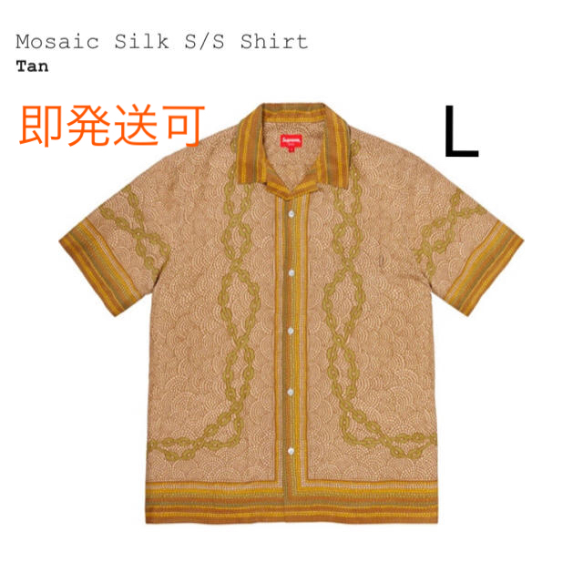 supreme Mosaic Silk S/S Shirt L tan シャツ