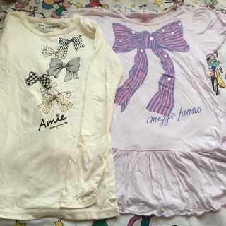 メゾピアノ(mezzo piano)の ポンポネット 長袖Ｔシャツと、メゾピアノ フリル袖カットソーの2点(Tシャツ/カットソー)