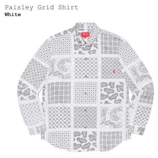 Supreme Paisley Grid Shirt 白 Mサイズ