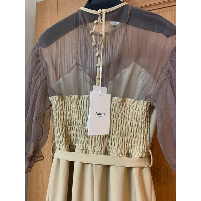 Ameri VINTAGE - 【新品】Ameri*AIRY SLEEVE TIGHT DRESS ベージュSの