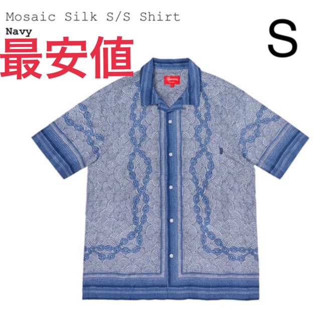 ★最安値★Supreme Mosaic Silk shirt s/s navy