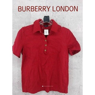 バーバリー(BURBERRY)のBURBERRY LONDON　デザインポロ　状態良好　コットン　レッドカラー(ポロシャツ)