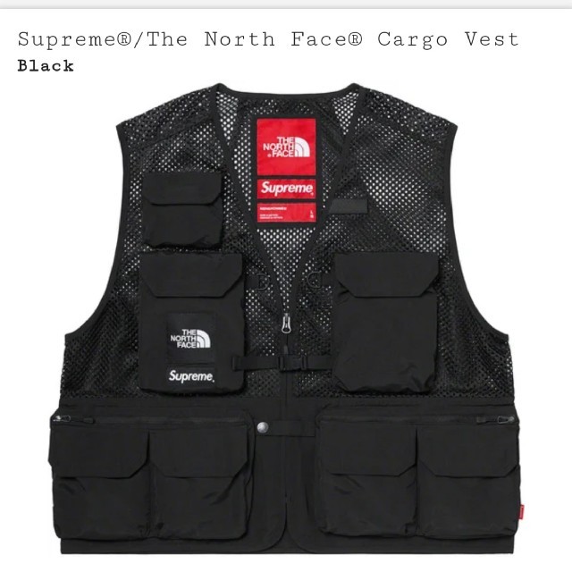 新品 黒 S Supreme THE NORTH FACE Cargo Vest