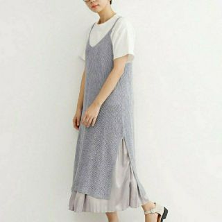 メルロー(merlot)の♥81%OFF♥  サイド スリット 薄ニット キャミソール 重ね着 ワンピ(ロングワンピース/マキシワンピース)