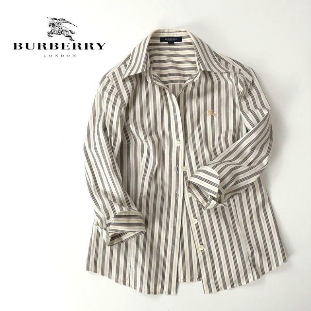 BURBERRY(バーバリー)のBURBERRY LONDON　マルチストライプ×ゴールドホース◎7分袖シャツ レディースのトップス(シャツ/ブラウス(長袖/七分))の商品写真