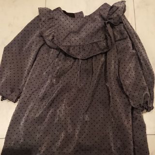 ザラキッズ(ZARA KIDS)のZARA  ベロア風ドットワンピース(ワンピース)