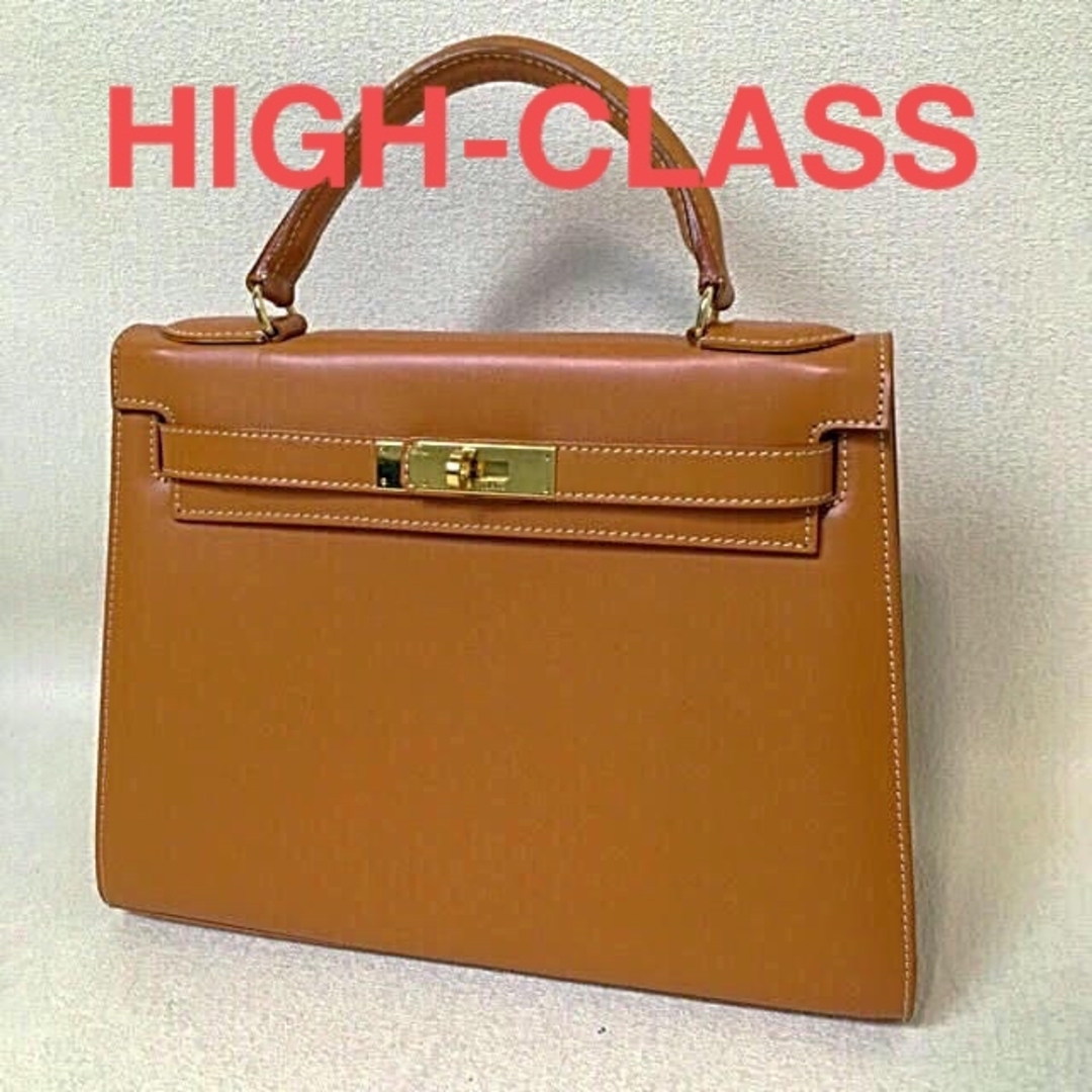 HIGH-CLASS ハイクラス キャメル ゴールド金具 ハンドバッグ - www