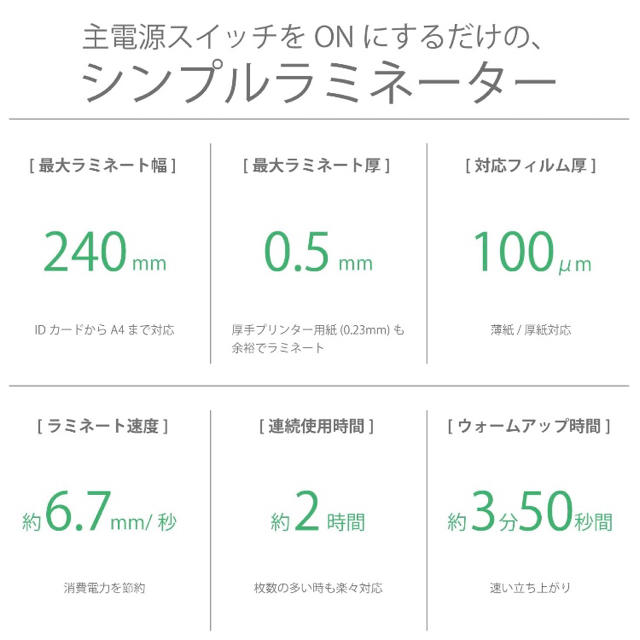 ラミネーター A4対応 ラミネート機 コンパクト  名刺 カードサイズ 3