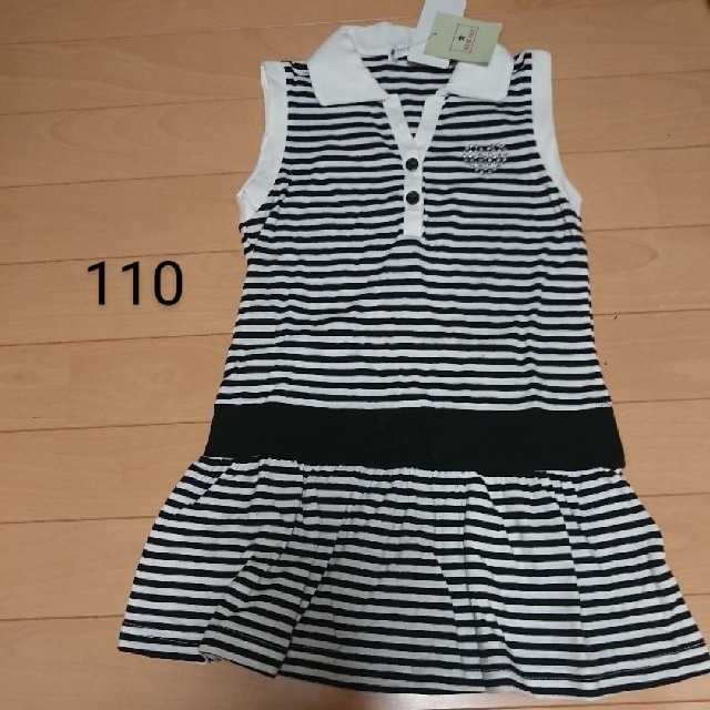 110  女子 ノースリーブ チュニック       ラインストーン　未使用 キッズ/ベビー/マタニティのキッズ服女の子用(90cm~)(ワンピース)の商品写真