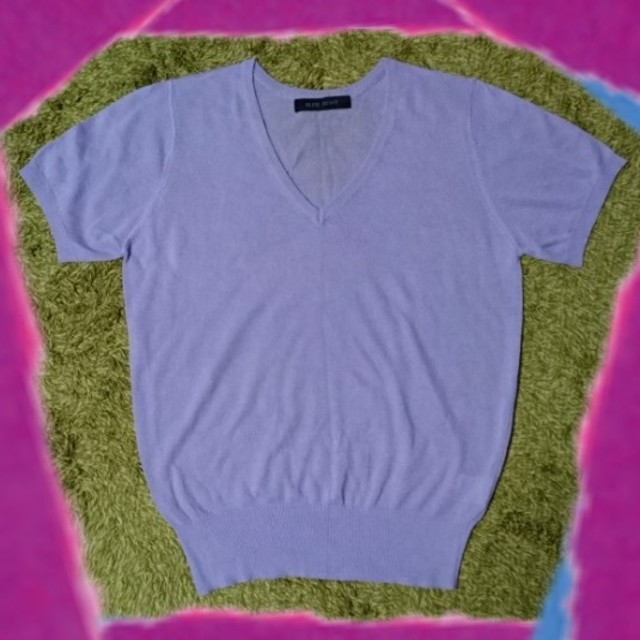BLISS POINT(ブリスポイント)のMラベンダーカラー半袖ニット レディースのトップス(Tシャツ(半袖/袖なし))の商品写真