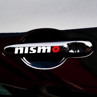 ニッサン(日産)の車のドアに 【nismo】 ステッカー シール デカール シルバーホワイト(車外アクセサリ)