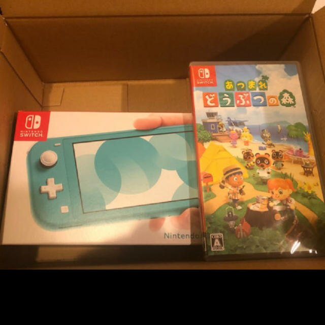 Nintendo Switch(ニンテンドースイッチ)のSwitchライト ターコイズ+どうぶつの森 エンタメ/ホビーのゲームソフト/ゲーム機本体(家庭用ゲーム機本体)の商品写真
