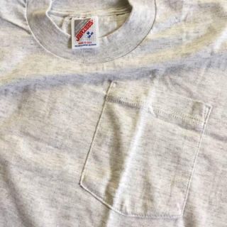 アートヴィンテージ(ART VINTAGE)の90s 新品 USA製 JERZEES M ASH グレー ポケT 無地T 昔(Tシャツ/カットソー(半袖/袖なし))