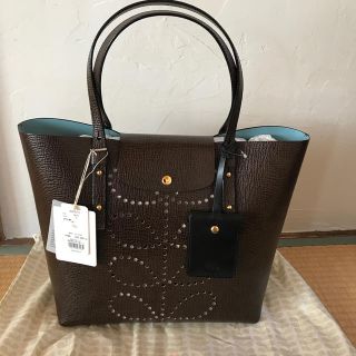 オーラカイリー(Orla Kiely)のオーラカイリー☆レザーハンドバック☆未使用・美品(トートバッグ)