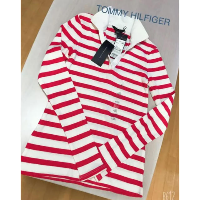 TOMMY HILFIGER(トミーヒルフィガー)のTOMMY HILFIGER❤︎赤ボーダーポロ 新品 レディースのトップス(ポロシャツ)の商品写真