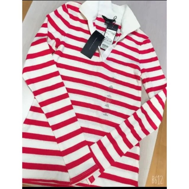 TOMMY HILFIGER(トミーヒルフィガー)のTOMMY HILFIGER❤︎赤ボーダーポロ 新品 レディースのトップス(ポロシャツ)の商品写真