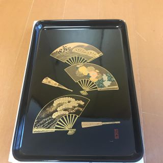 山中塗　黒　瑞扇　8.0名刺盆(漆芸)