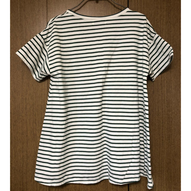 ◯処分前◯Tシャツ　Aライン　ボーダー　ダークグリーン　ひげ レディースのトップス(Tシャツ(半袖/袖なし))の商品写真