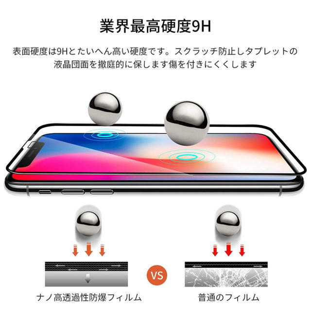 iPhone11 Pro  全面保護強化ガラスフィルム 9H強度　高感度 スマホ/家電/カメラのスマホアクセサリー(保護フィルム)の商品写真