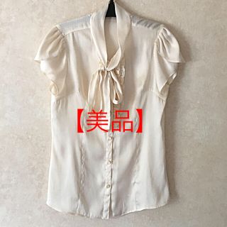 【美品】MALE & CO光沢・柔らかボウタイブラウス