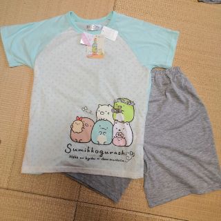 サンエックス(サンエックス)の【新品】すみっコぐらし☆半袖５分丈パンツパジャマsize140エメラルドグリーン(パジャマ)