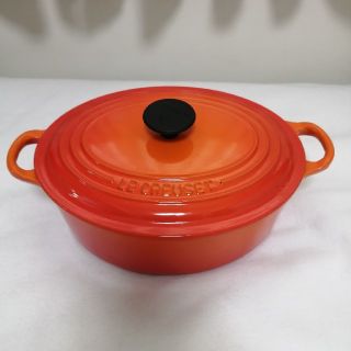 ルクルーゼ(LE CREUSET)のル・クルーゼ　ココットオーバル　廃盤23センチ　オレンジ(鍋/フライパン)