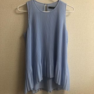 ザラ(ZARA)のEND様専用　ZARA プリーツ　ノースリーブ　タンクトップ　水色　S(タンクトップ)