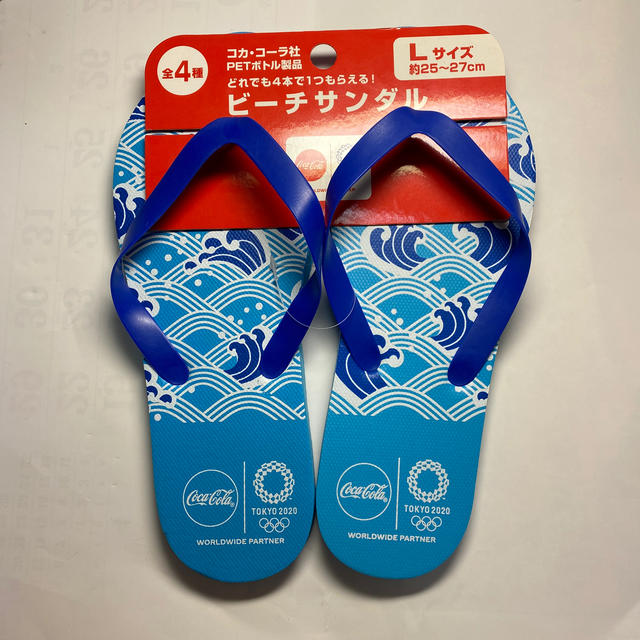 コカ・コーラ(コカコーラ)のビーチサンダル　コカコーラ　波模様　TOKYO2020 メンズの靴/シューズ(ビーチサンダル)の商品写真