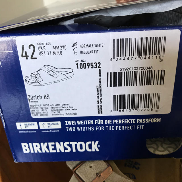 BIRKENSTOCK(ビルケンシュトック)のビルケン　チューリッヒ新品！付属品全てあります！ メンズの靴/シューズ(サンダル)の商品写真