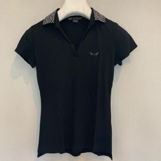 アルマーニエクスチェンジ(ARMANI EXCHANGE)の【新品】アルマーニ　エクスチェンジ　ポロシャツ レディース　黒　XS(ポロシャツ)