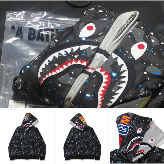 A BATHING APE(アベイシングエイプ)のSPACE CAMO SHARK FULL ZIP DOUBLE HOODIE メンズのトップス(パーカー)の商品写真