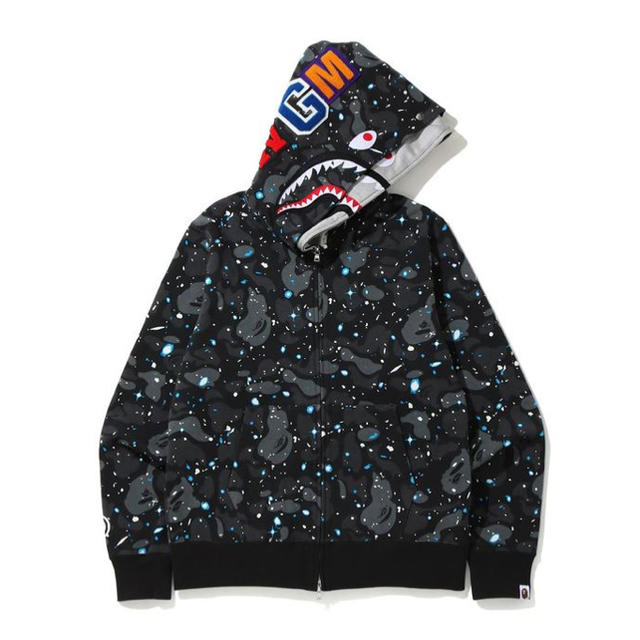 A BATHING APE(アベイシングエイプ)のSPACE CAMO SHARK FULL ZIP DOUBLE HOODIE メンズのトップス(パーカー)の商品写真