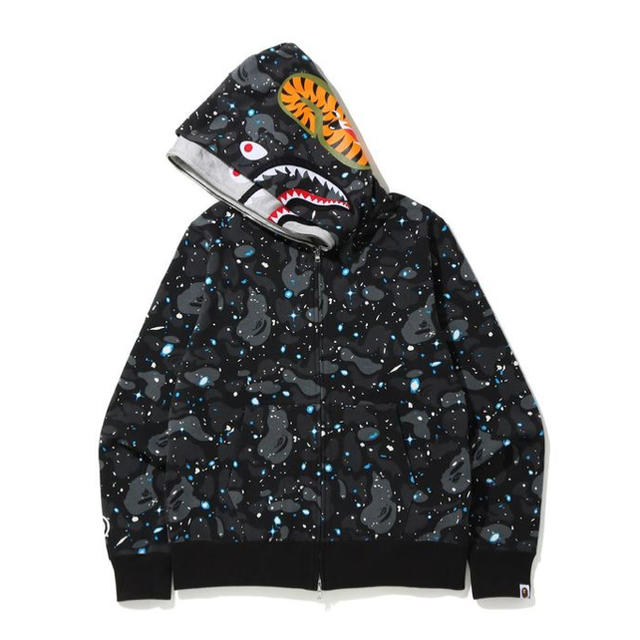 A BATHING APE(アベイシングエイプ)のSPACE CAMO SHARK FULL ZIP DOUBLE HOODIE メンズのトップス(パーカー)の商品写真