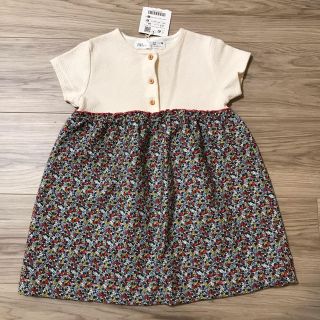 ザラキッズ(ZARA KIDS)のZARA  女の子100  切替花柄ワンピース(ワンピース)