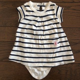 プチバトー(PETIT BATEAU)の【美品】プチバトー　ワンピース　3m 60サイズ  女の子夏用　ロンパース(ワンピース)