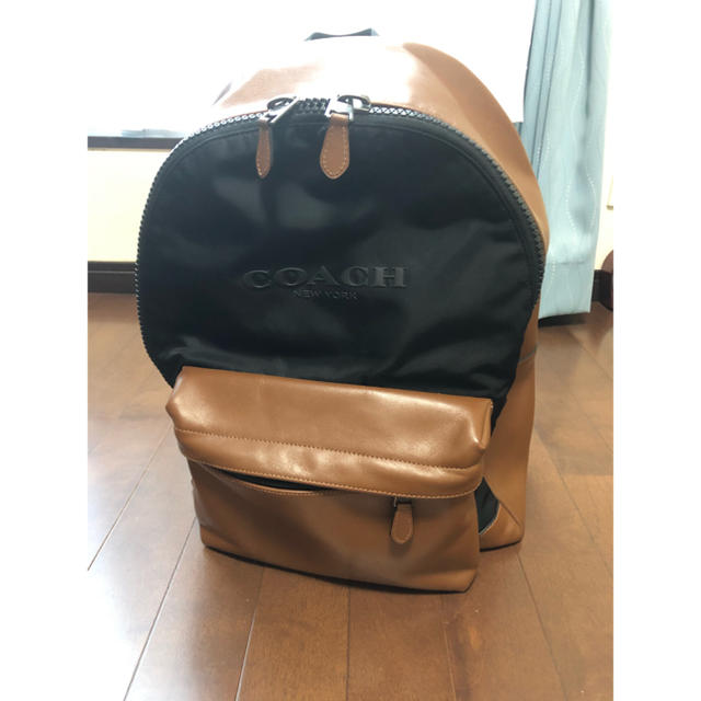 COACH - コーチ COACH リュック バッグ レザー×ナイロン 黒×茶 美品 ...