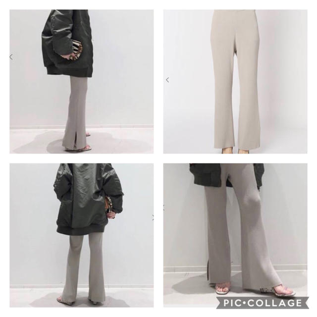 L'Appartement DEUXIEME CLASSE(アパルトモンドゥーズィエムクラス)のSlit Knit Pants ベージュ 36サイズ レディースのパンツ(カジュアルパンツ)の商品写真