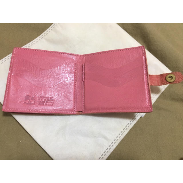 レア希少 限定カラー イルビゾンテ 正規品 イタリアンレザー 折り財布 ピンクファッション小物