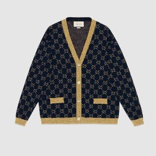 グッチ(Gucci)のGUCCI GGコットンラメ ファブリック カーディガン(カーディガン)