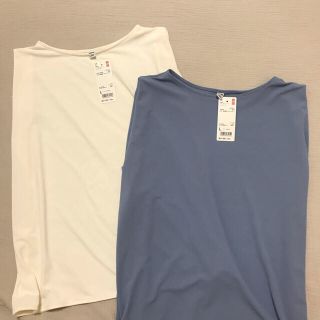 ユニクロ(UNIQLO)の新品タグ付き　クレープジャージーT 2色セット(シャツ/ブラウス(半袖/袖なし))