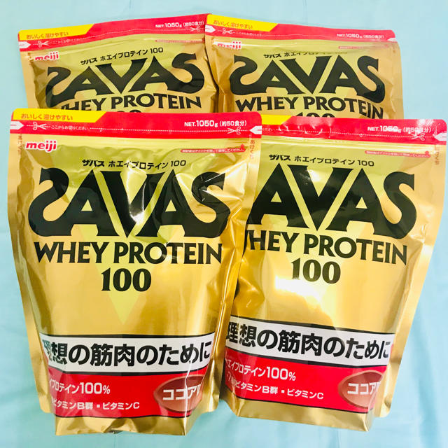 SAVAS(ザバス)のザバス　ホエイプロテイン100  ココア味 1050g 4袋 食品/飲料/酒の健康食品(プロテイン)の商品写真