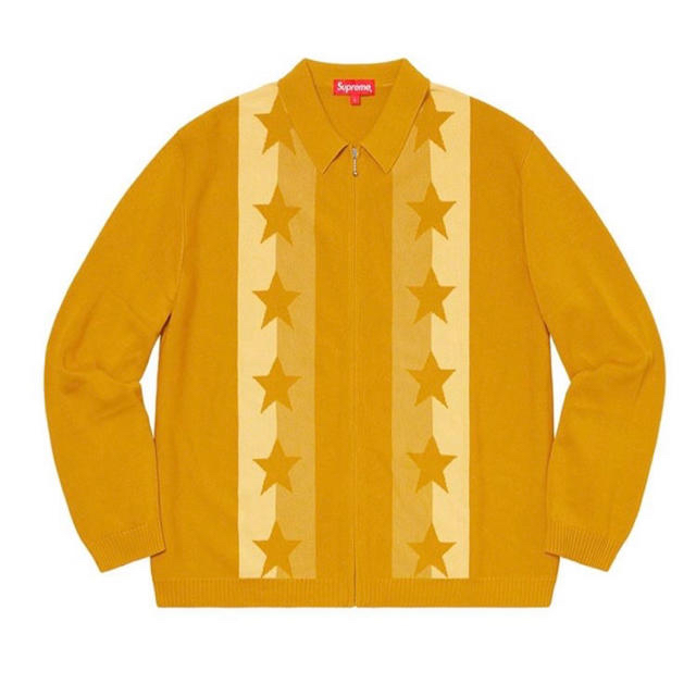 Supreme Stars Zip Up Sweater Polo Gold