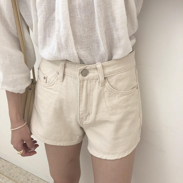 ponpon cream shorts - ショートパンツ