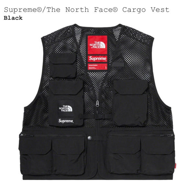 【M】supreme north face cargo vest ベスト　黒
