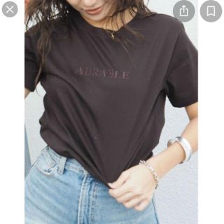 エヴリス(EVRIS)のEVRIS シルケットEmbroideryTシャツ カットソー  ブラウン(Tシャツ(半袖/袖なし))