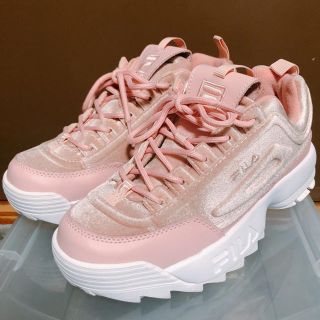 フィラ(FILA)のFILAスニーカー フィラ ディスラプター 2 プレミアム ベロアピンク24cm(スニーカー)